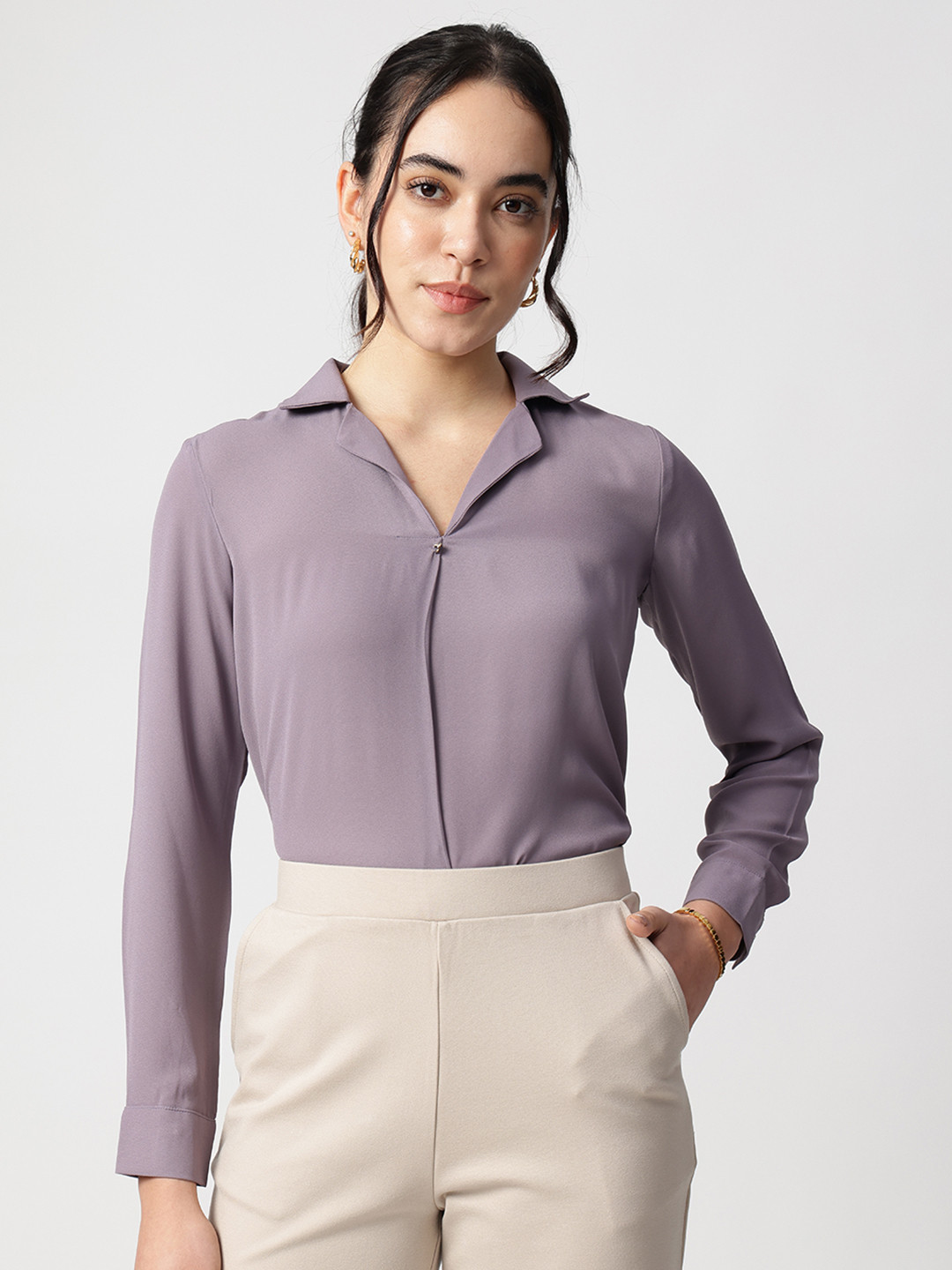 Strong And Brave Georgette Shirt Style Top