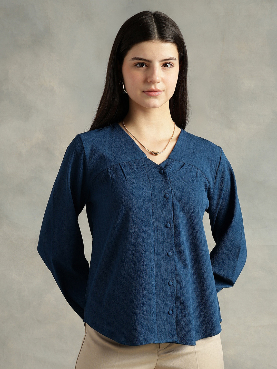 Strong And Brave Crepe Shirt Style Top