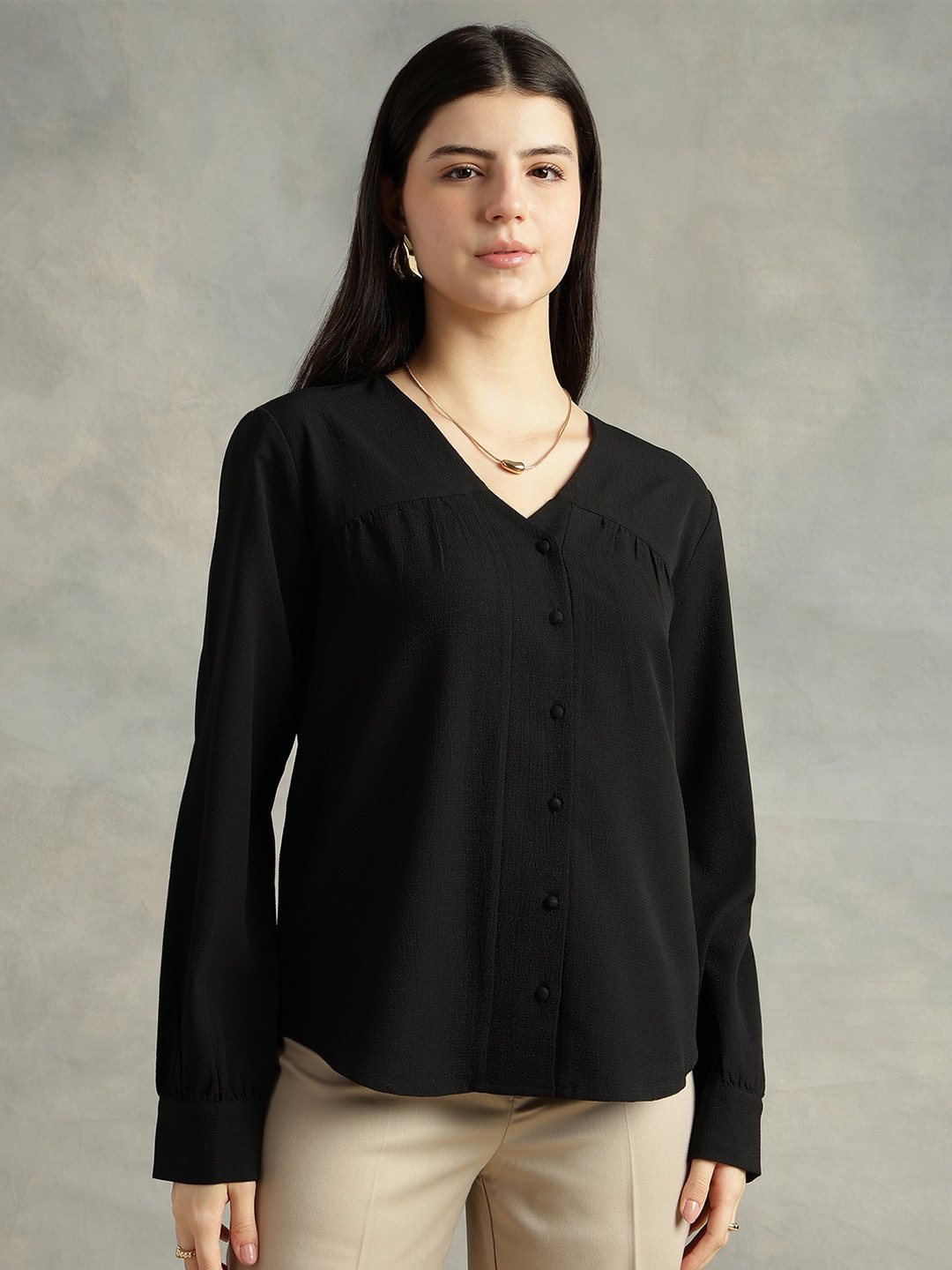 Strong And Brave Crepe Shirt Style Top