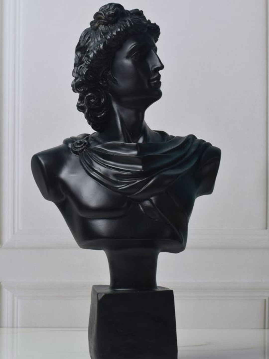 The Gharnish Greek God Black Polyresin Matte Prayer Room Medium Showpiece - 14 Inches