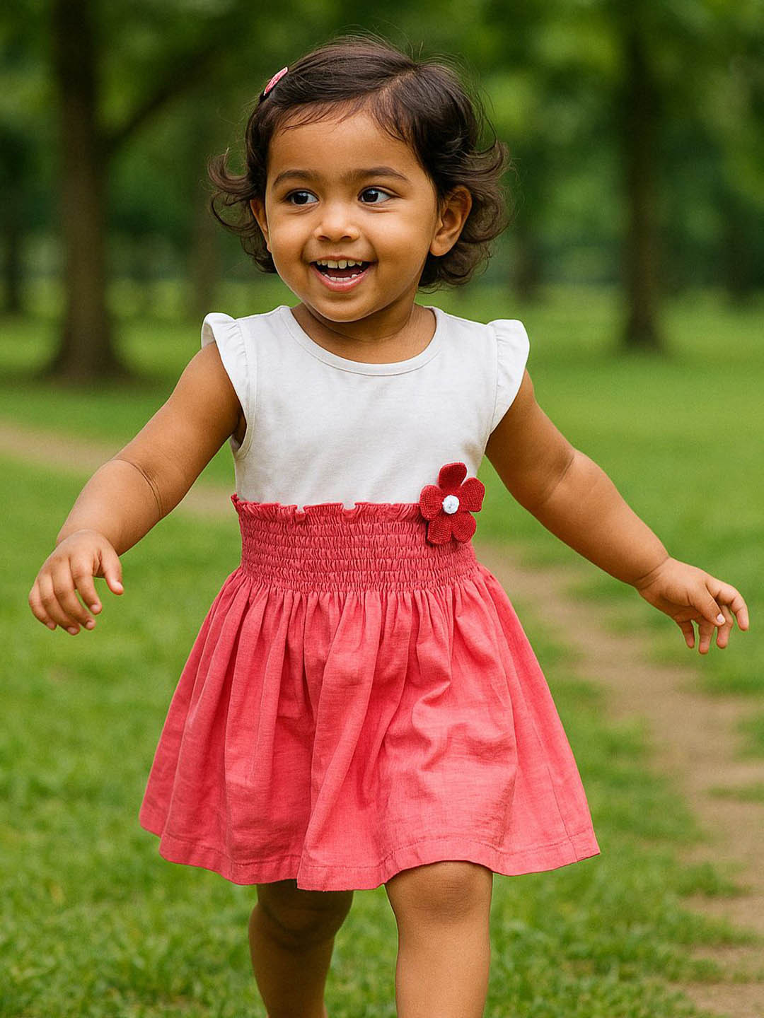 EARTHY TWEENS Girls Coral Charm Fit & Flare Dress