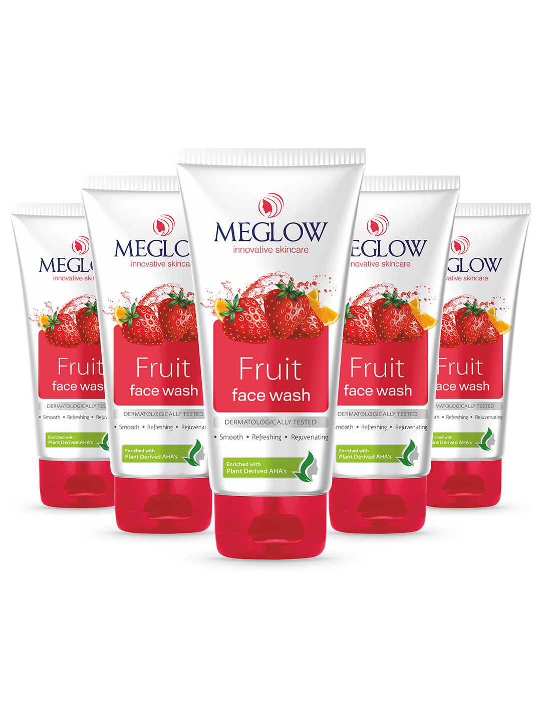 MEGLOW Inovative Skincare Set Of 5 Intense Hydration Fruit Face Wash - 70 g Each