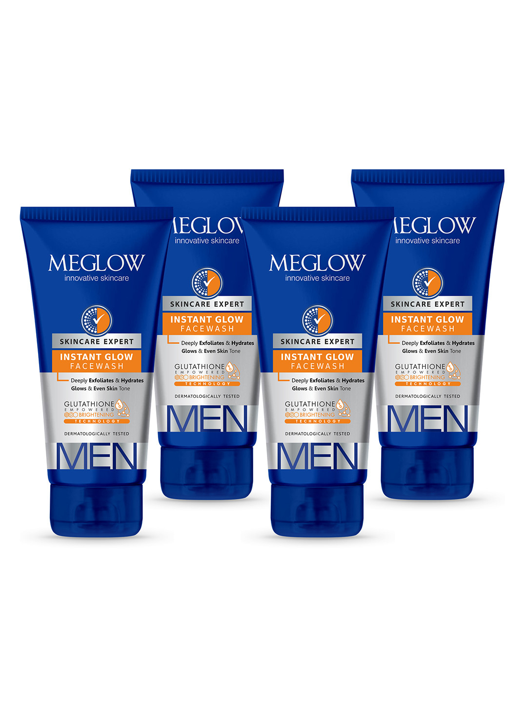 MEGLOW Men Inovative Skincare Set Of 4 Instant Glow Gultathion Face Wash - 70 g Each