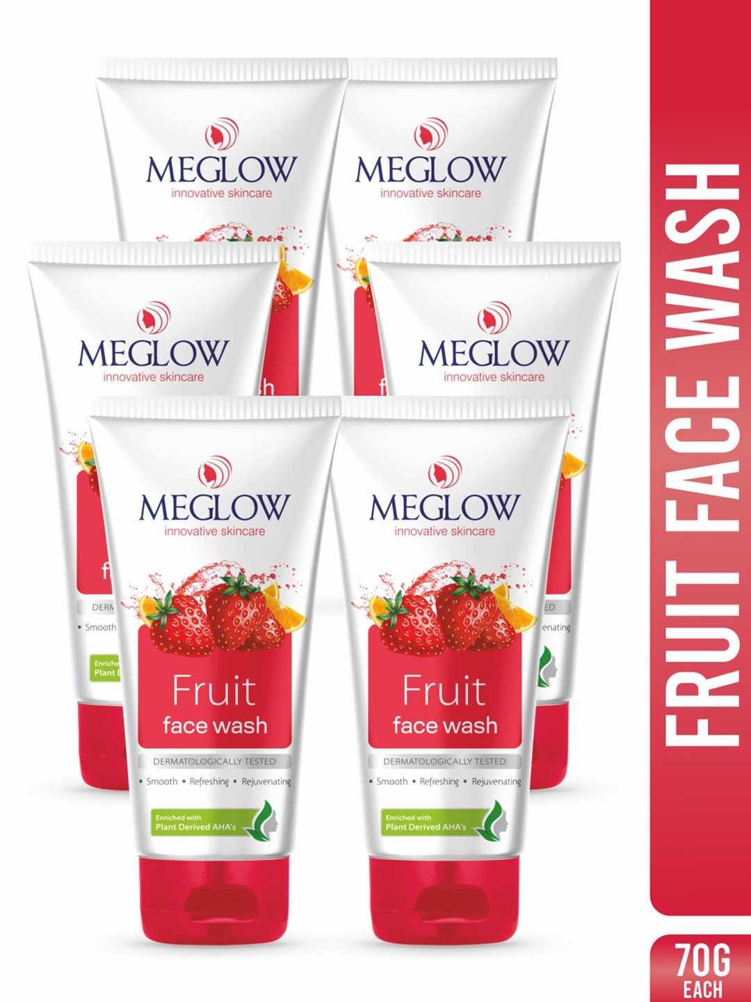 MEGLOW Inovative Skincare Set Of 6 Intense Hydration Fruit Face Wash - 70 g Each