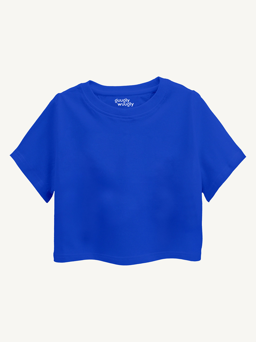 Guugly Wuugly Super Soft Combed Compact Cotton Classic Blue Crop Top