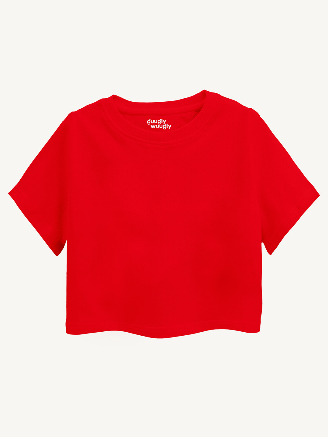 Guugly Wuugly Super Soft Combed Compact Cotton Solid Red Crop Top