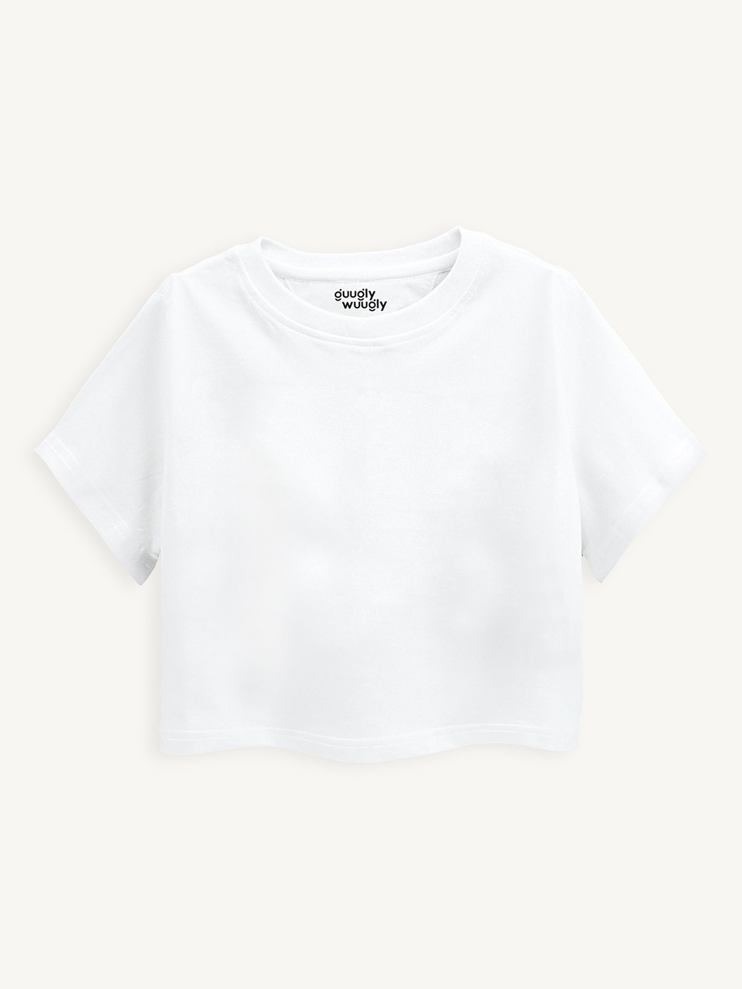 Guugly Wuugly Girls Solid White Super Soft Combed Compact Cotton Crop Top