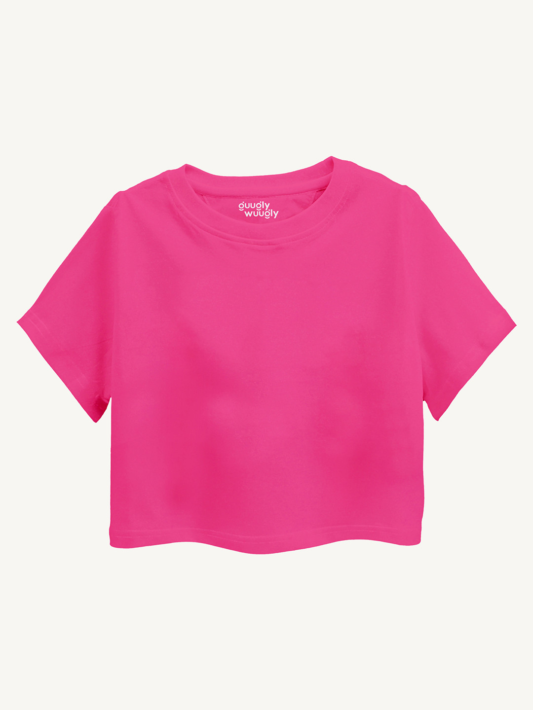 Guugly Wuugly Super Soft Combed Compact Cotton Pink Crop Top