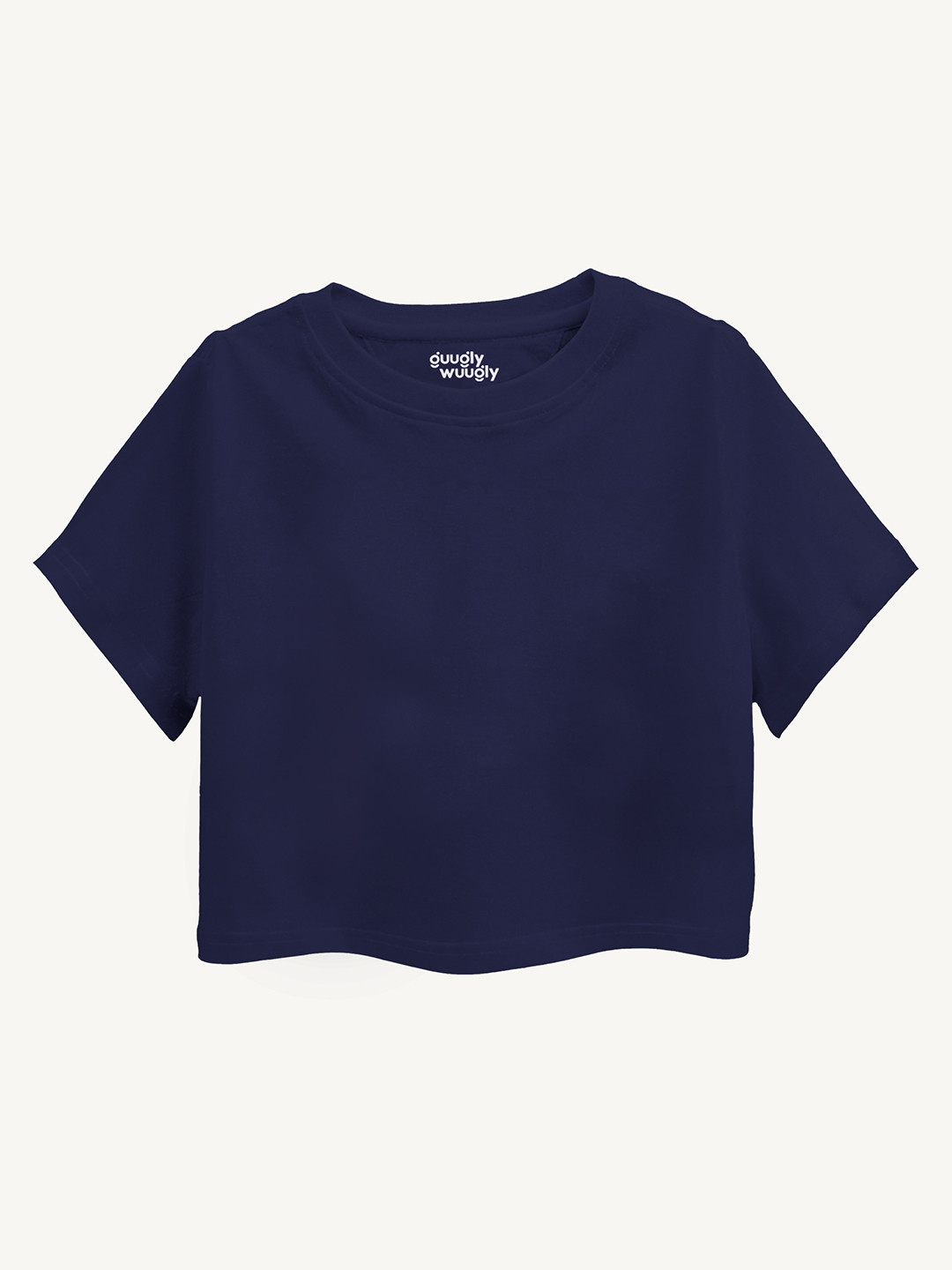 Guugly Wuugly Super Soft Combed Compact Cotton Navy Blue Crop Top