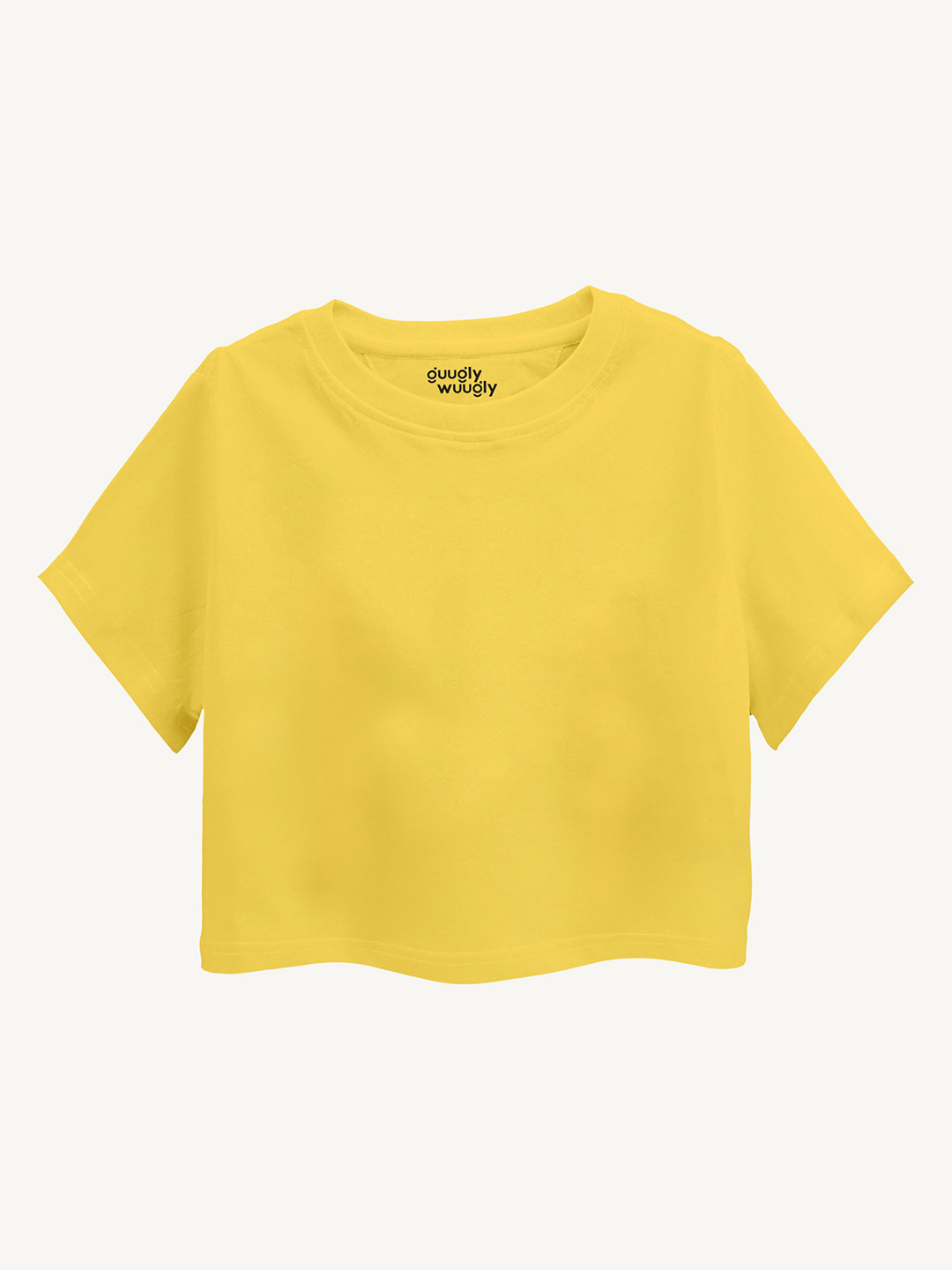 Guugly Wuugly Super Soft Combed Compact Cotton Mango Yellow Crop Top