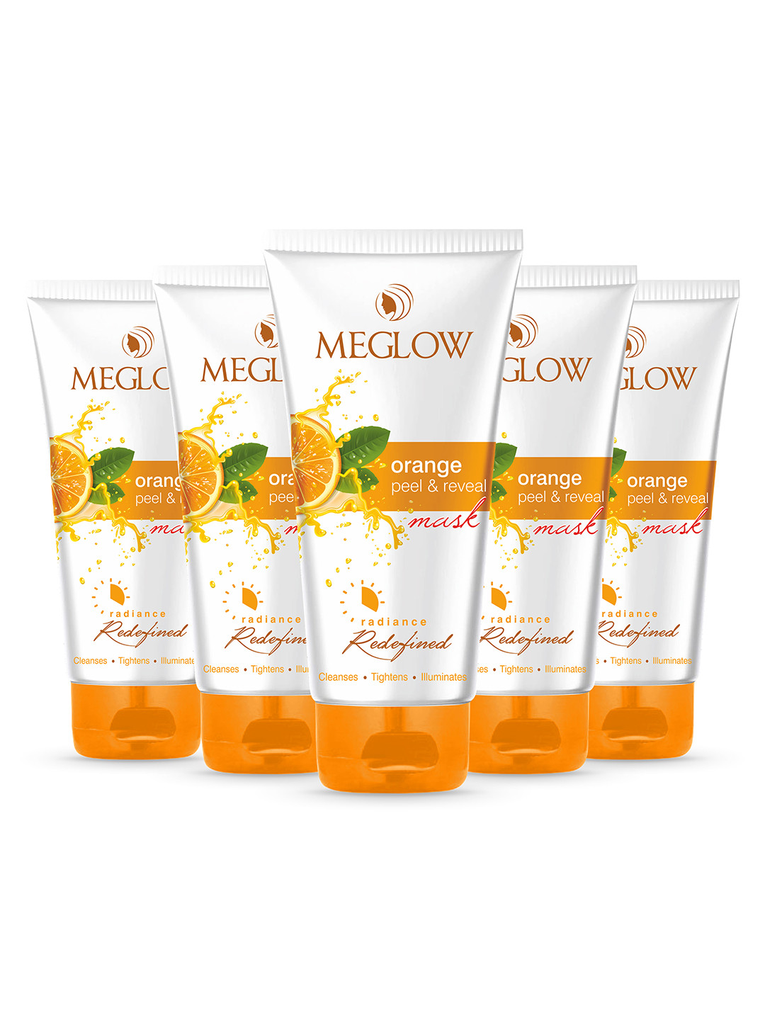 MEGLOW Set Of 5 Radiance Redefined Orange Tan Removal Peel Off Mask - 70 g Each