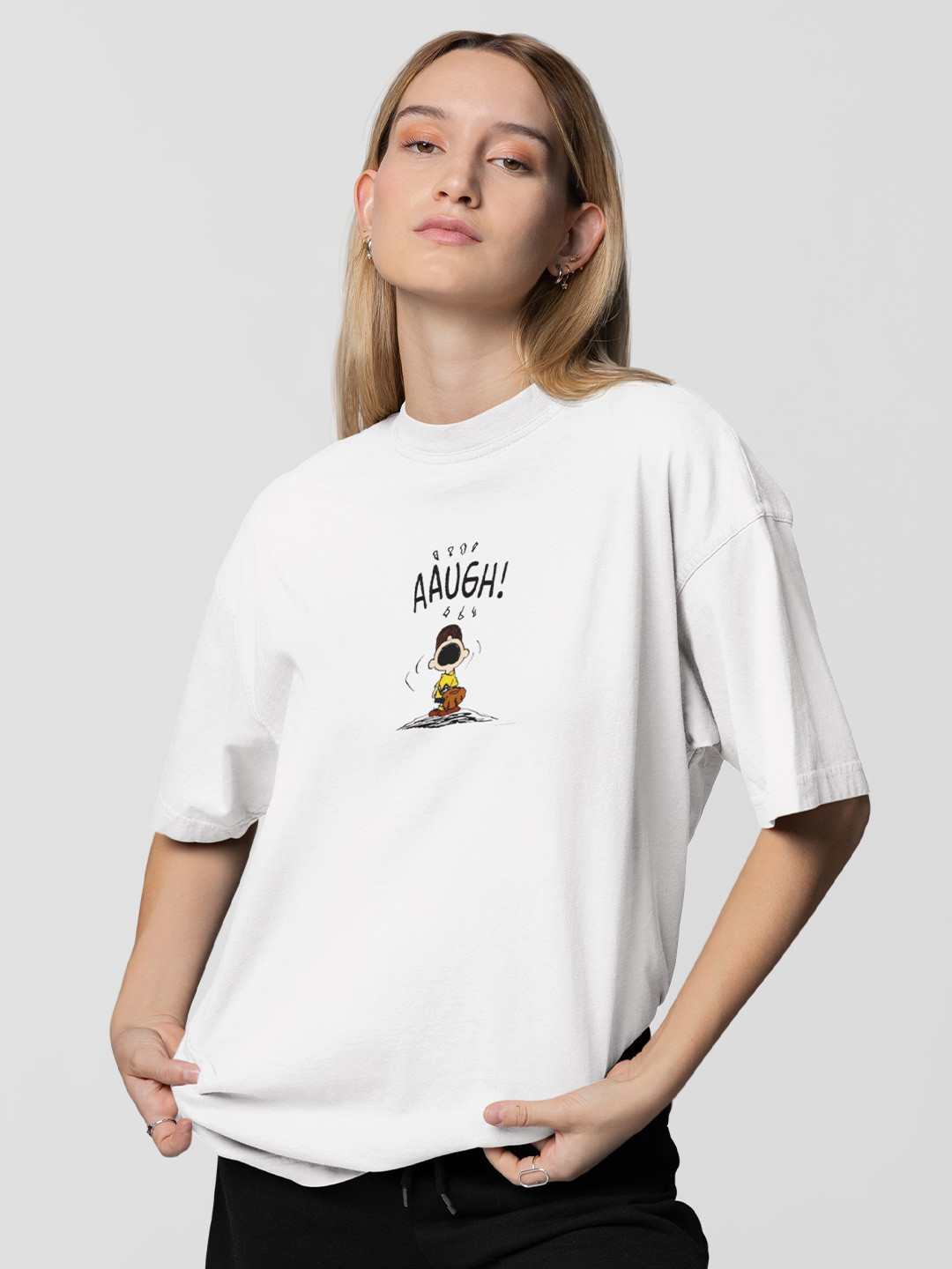 TheBTclub Women Aaugh Cotton Oversized T-shirt