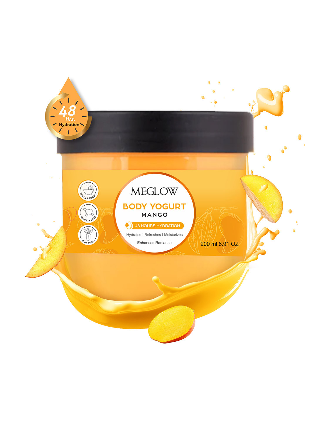 MEGLOW Mango Yogurt 48Hrs Hydrating & Moisturizing Body Cream - 200 ml