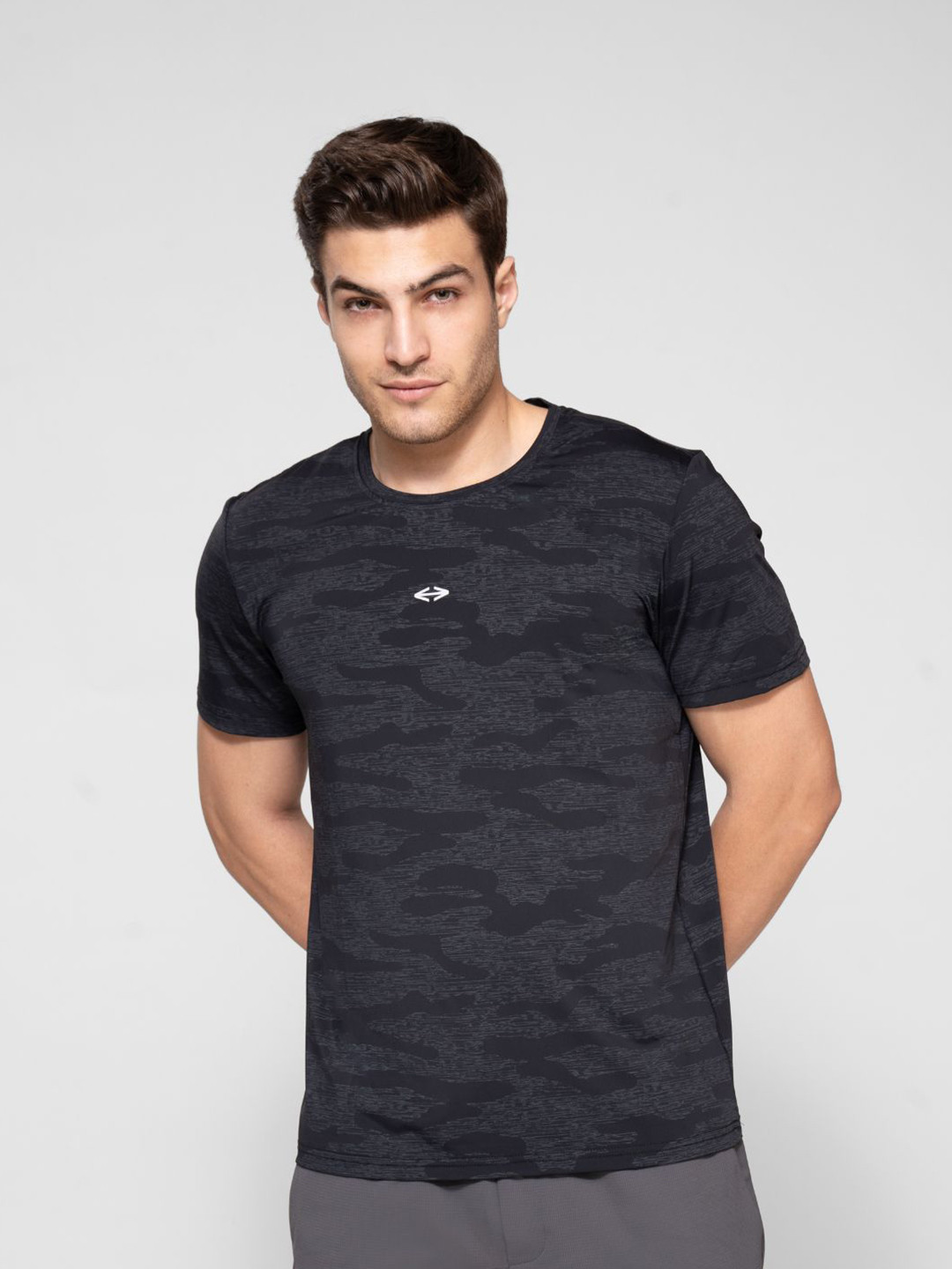 STRCH Men Anti Odour Abstract Printed Round Neck T-shirt