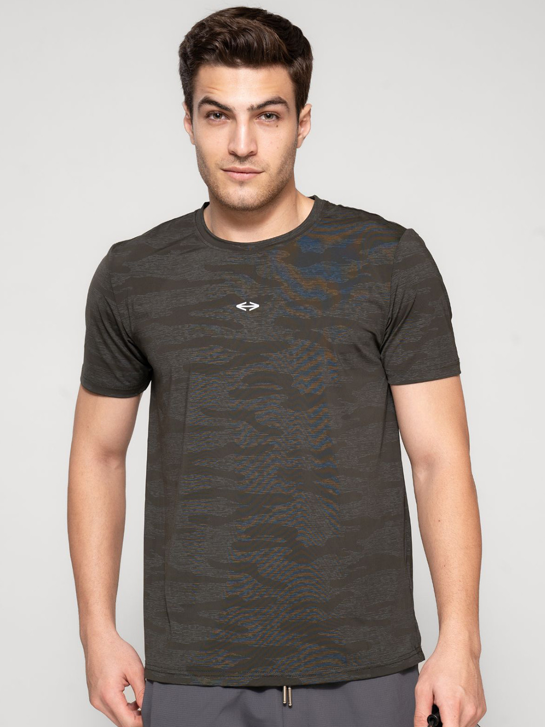 STRCH Men Anti Odour Abstract Printed Round Neck T-shirt