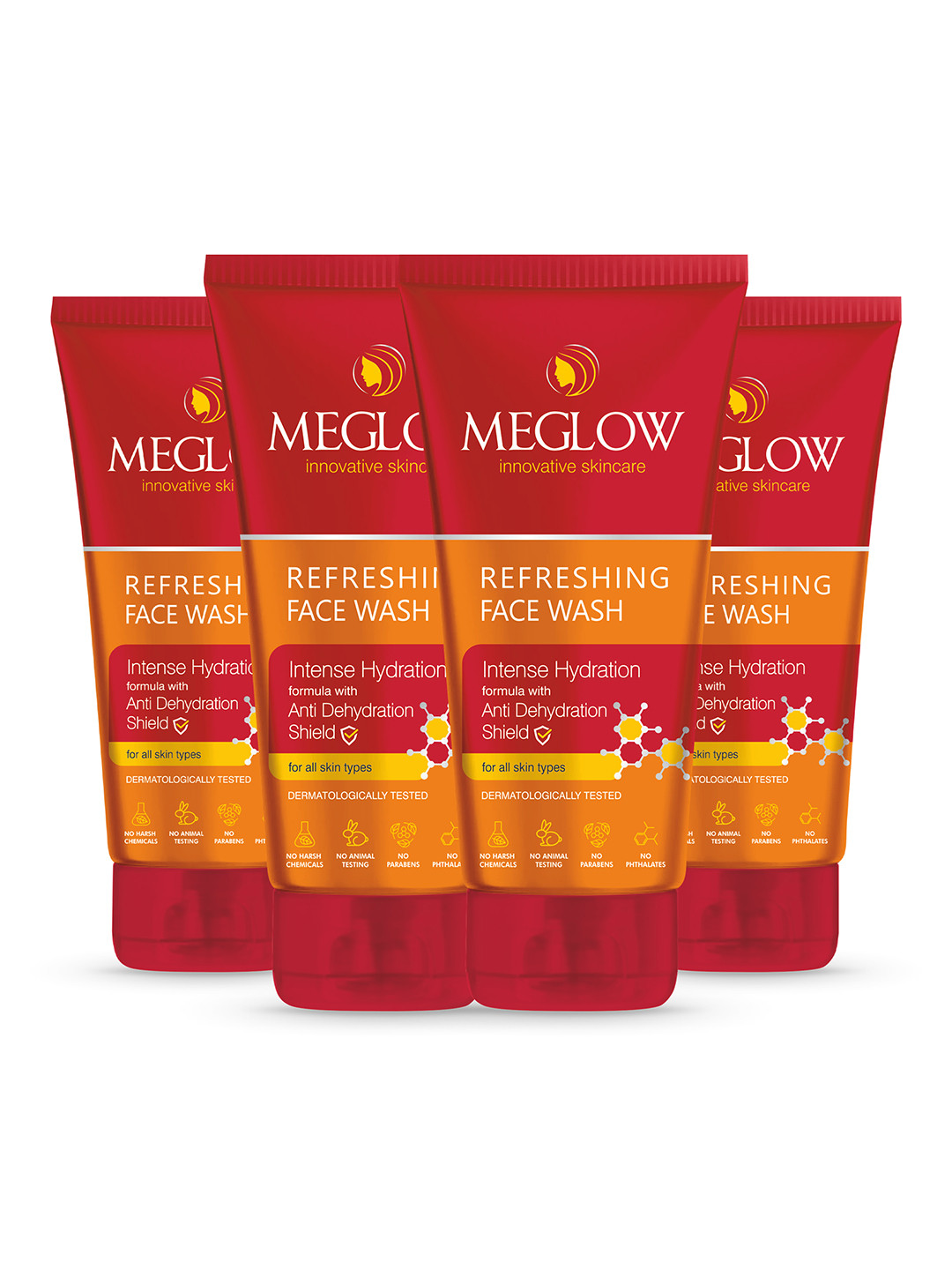 MEGLOW Inovative Skincare Set Of 4 Skin Brightening & Luminizing Face Wash- 70g Each