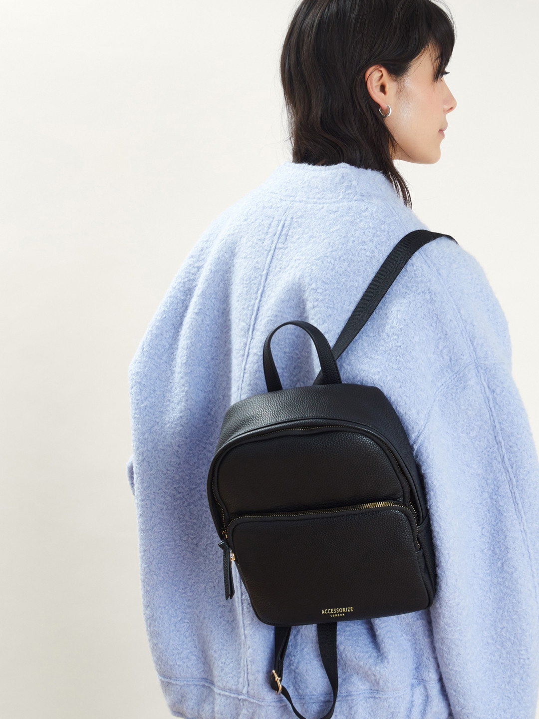 Accessorize Women Small Plain Faux Leather Backpack