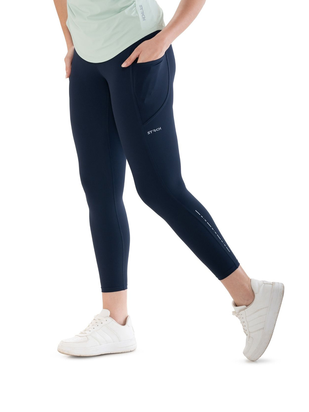 Kyk Women Solid Blue High-Rise Ankle-Length Tights