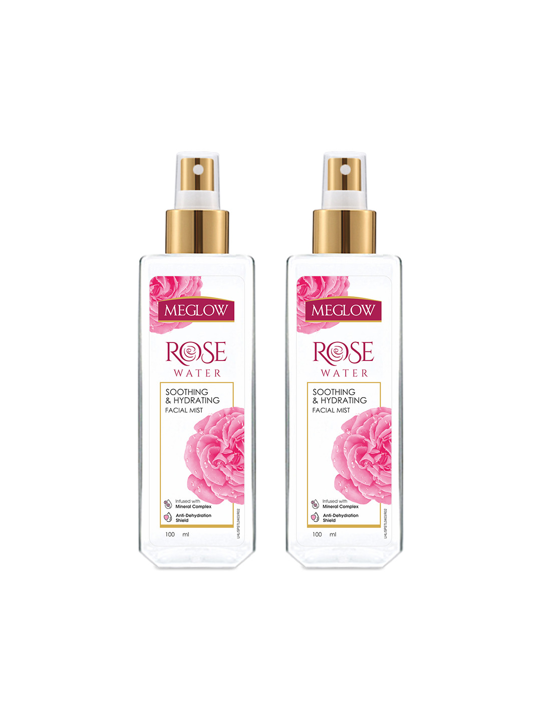 Meglow Set of 2 Pure Rose Water for Soothing & Hydrating - 100ml Each