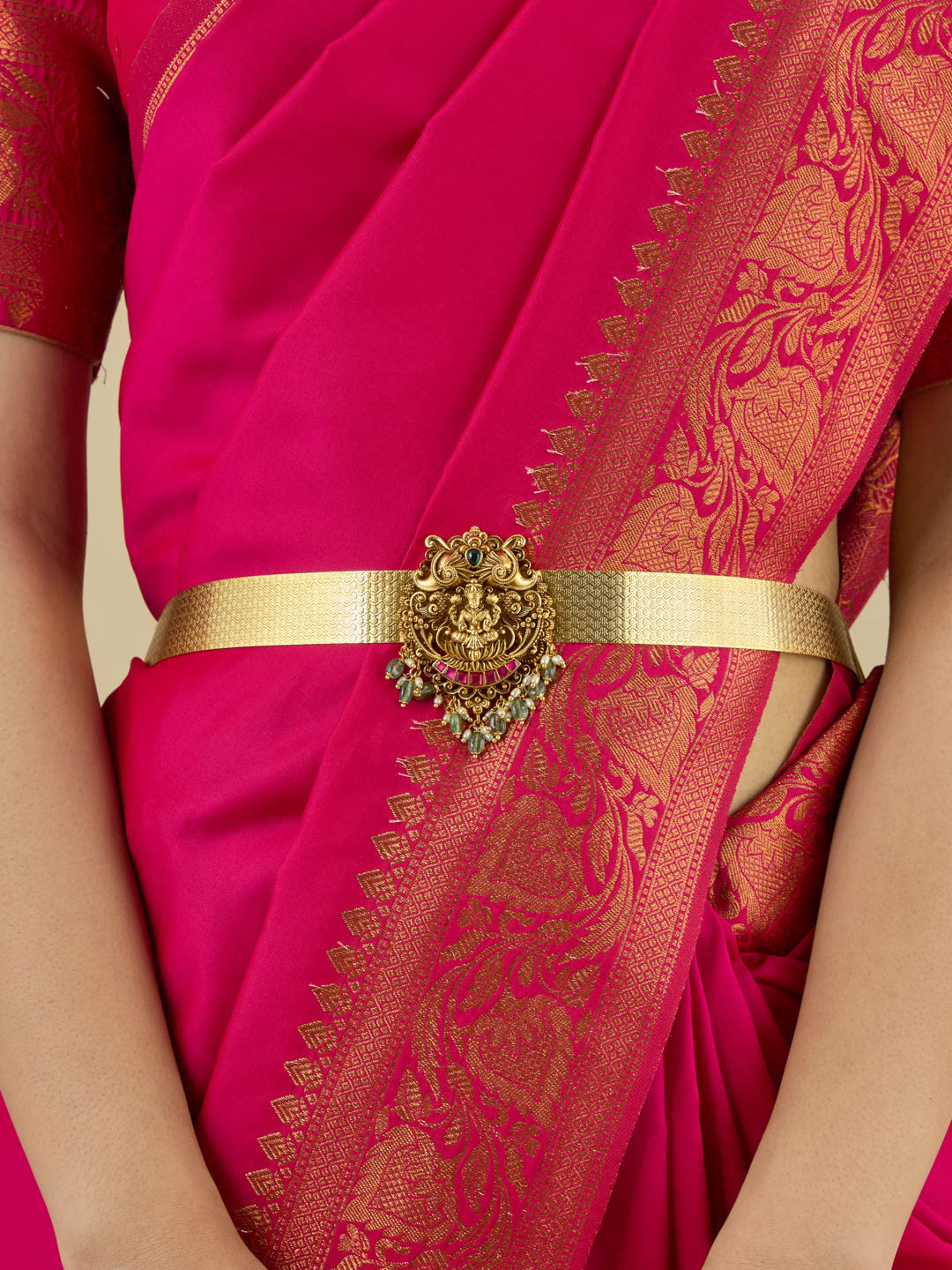 Kushal's Fashion Jewellery Gold-Plated Stone Studded & Beaded Waist Chain Saree Accessorie