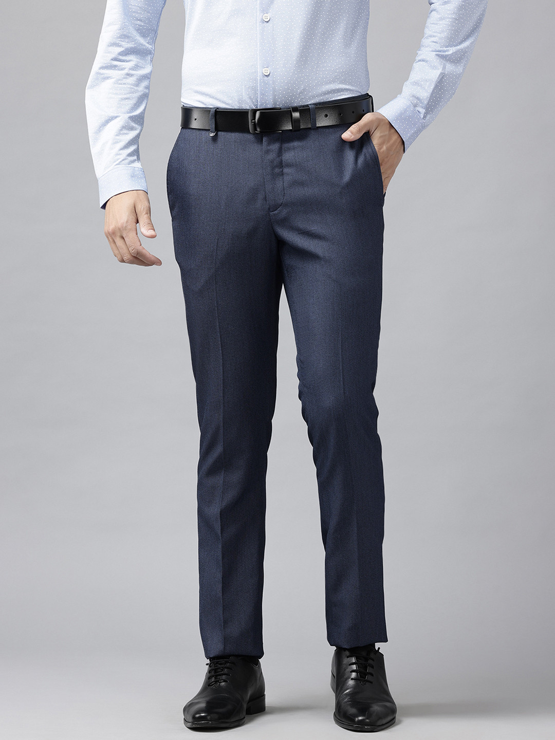 Blackberrys Men Textured Slim Fit B-95 Formal Trousers