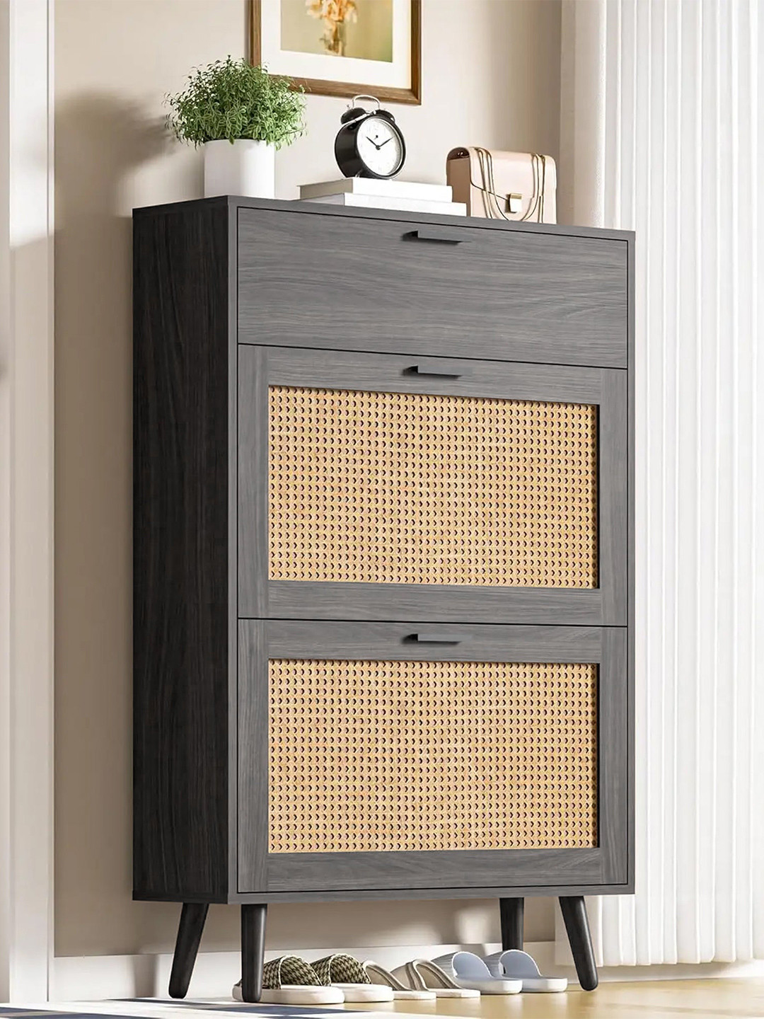 THE ARTMENT Harbor Brown & Beige Shoe Organizer Cabinet