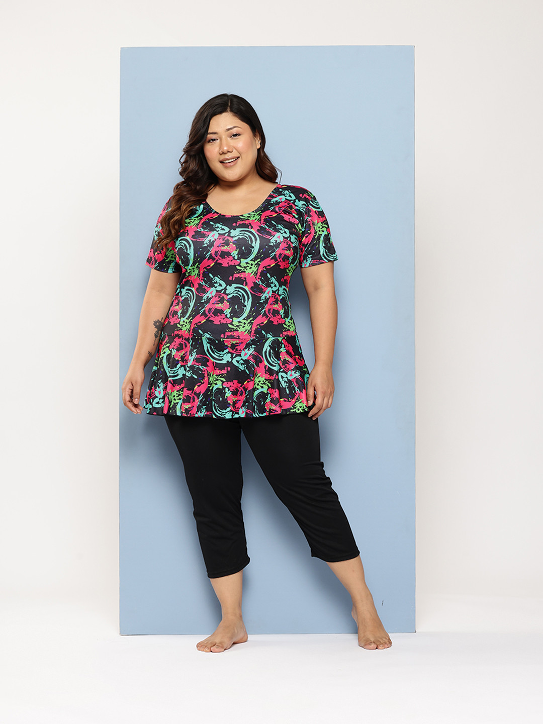 Aarika Plus Size Abstract Printed Swimming Dress