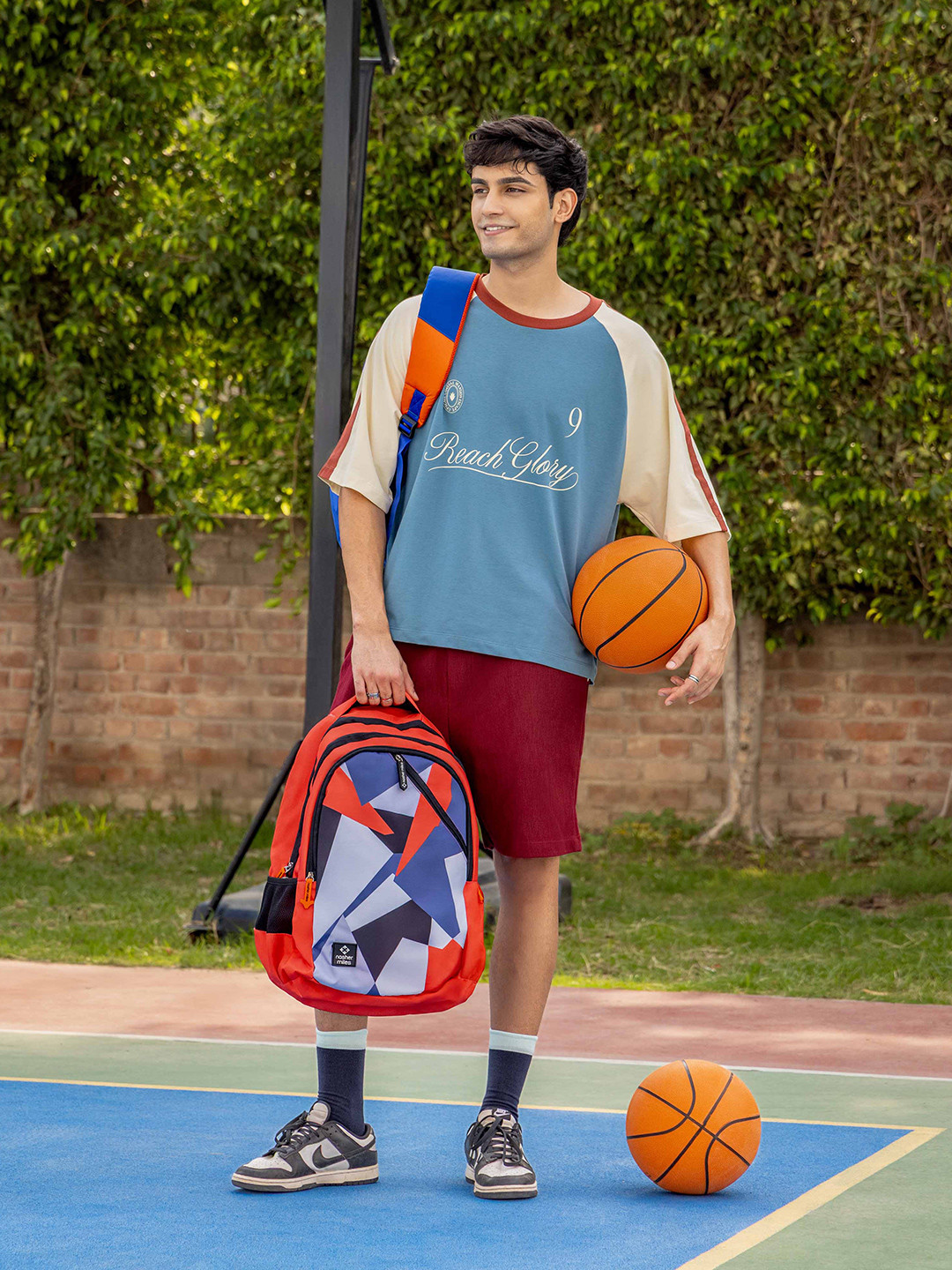 Nasher Miles Modern Art Laptop Backpack 45 Liters Polyester with Raincover (Red)