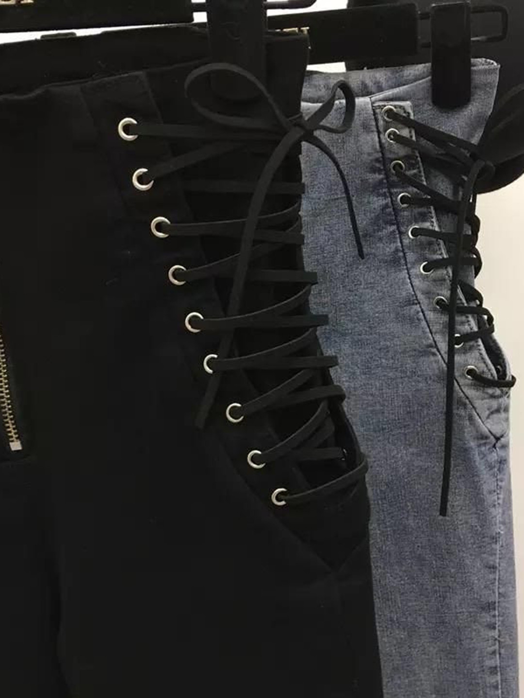 Miss Mosa By Akanksha  Women Black Roger Laced Denim