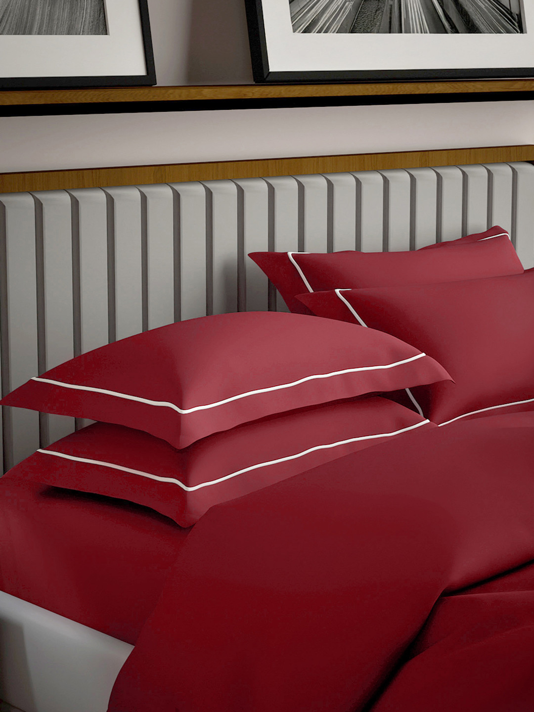 Mulberry Living Serenity Solids Red 2 Pieces Solid Pure Cotton Rectangle Pillow Covers