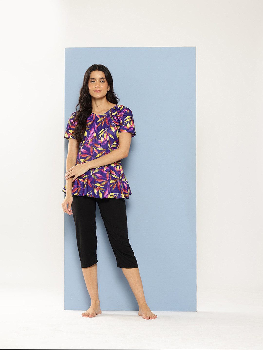 Aarika Floral Printed Swimming Dress With Swim Goggles