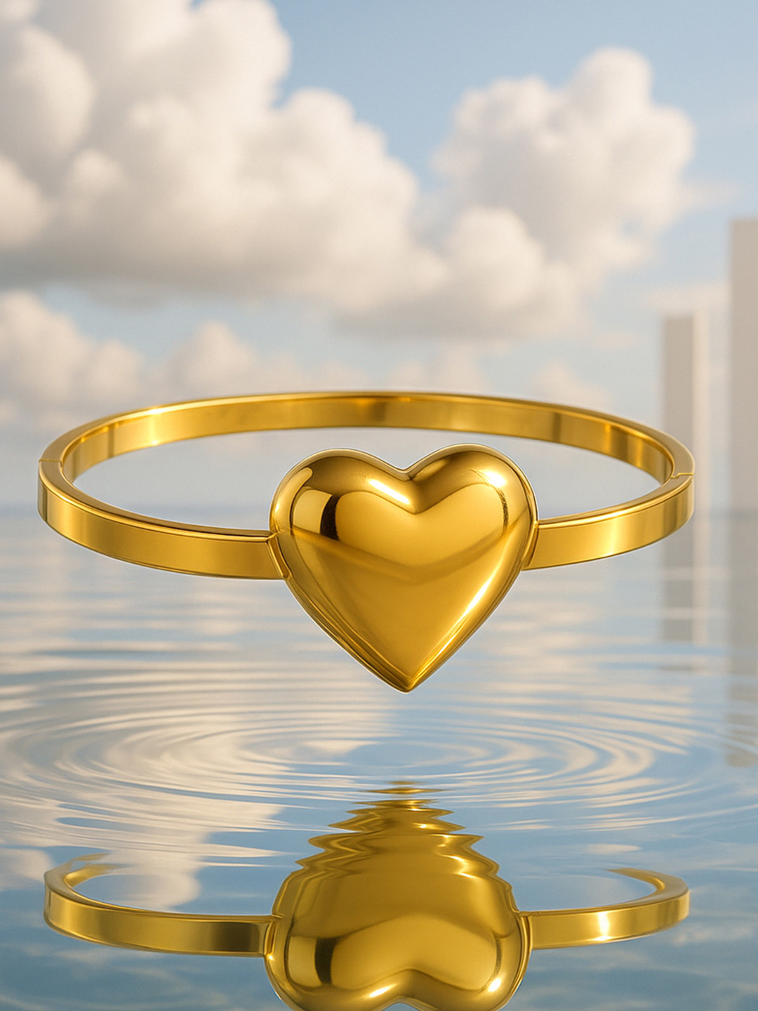 Rubans Voguish 18K Gold Plated Stainless Steel Tarnish-Free Heart Design Bracelet