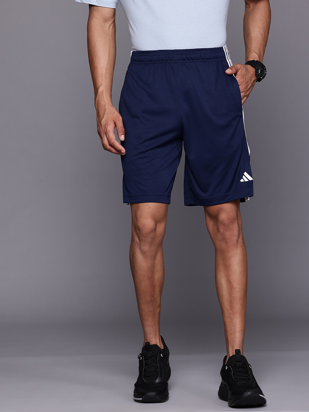 ADIDAS Men Brand Logo Detail 3 Stripes Aeroready Sports Shorts