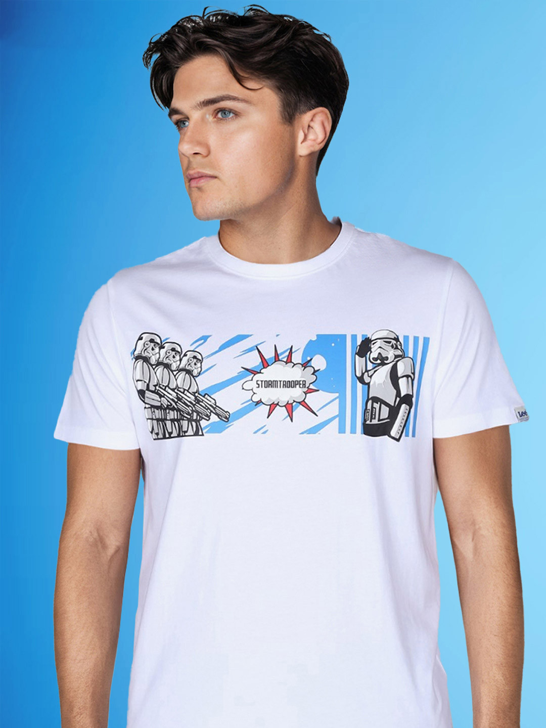 Lee X Stormtrooper Graphic Print White Crew Neck Tshirt