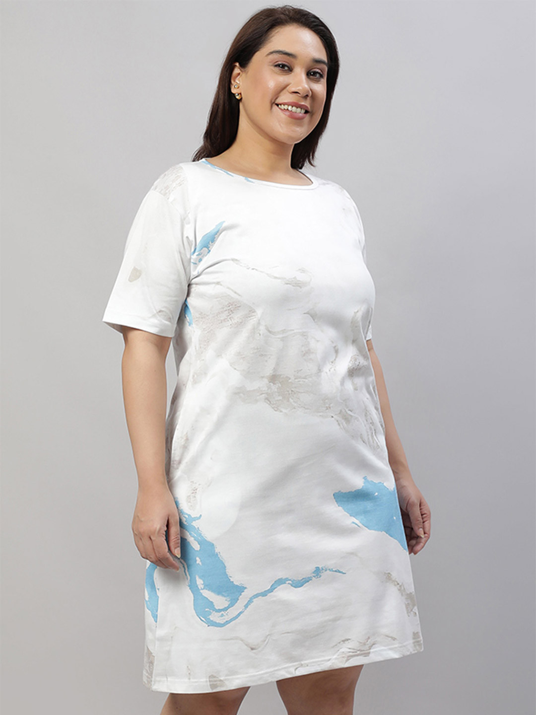 Wear Your Opinion Plus Size Wave Doodle Print T-Shirt Dress