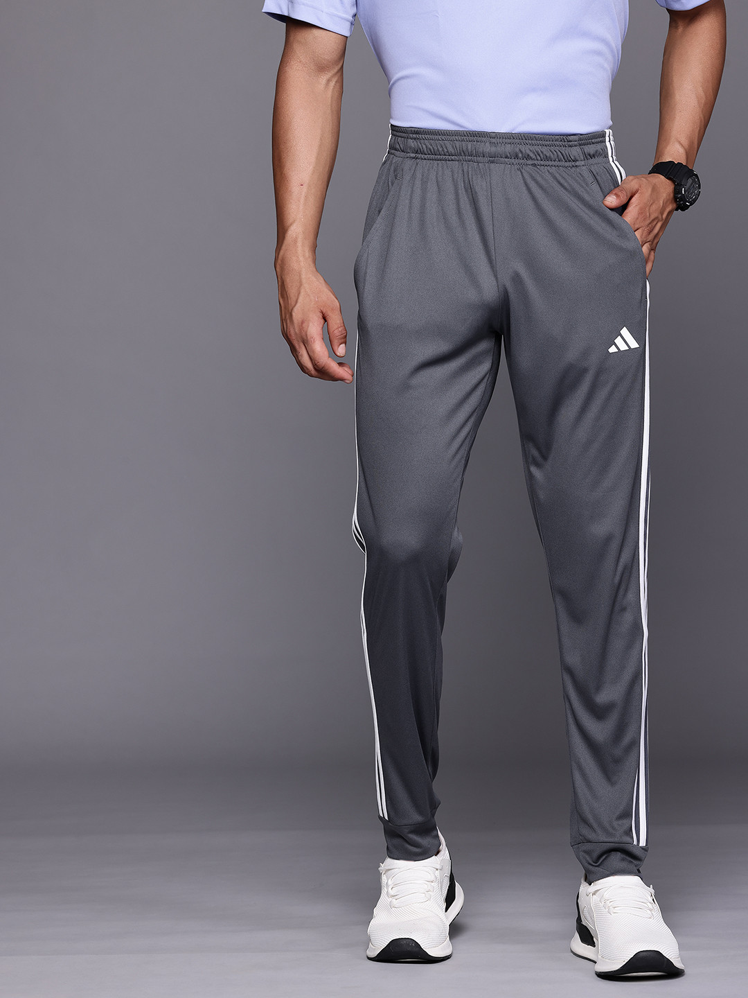 ADIDAS Men 3 Striped Mid-Rise Regular Fit Training Joggers