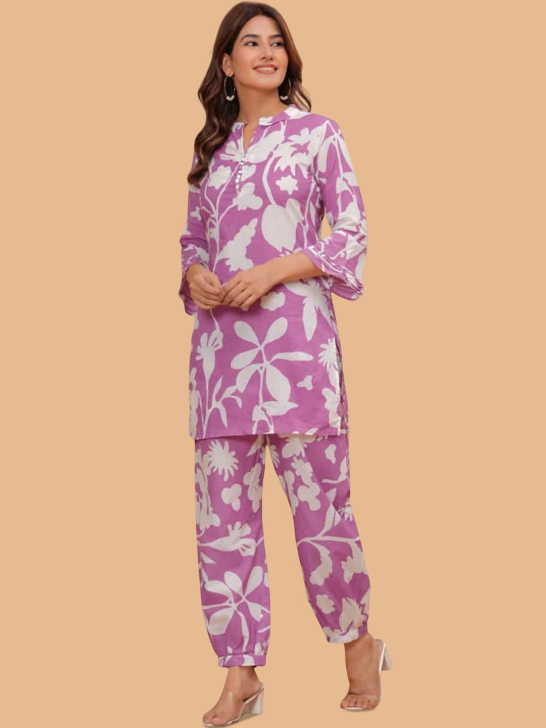 JAITRA APPARELS Floral Printed Pure Cotton Top With Trouser