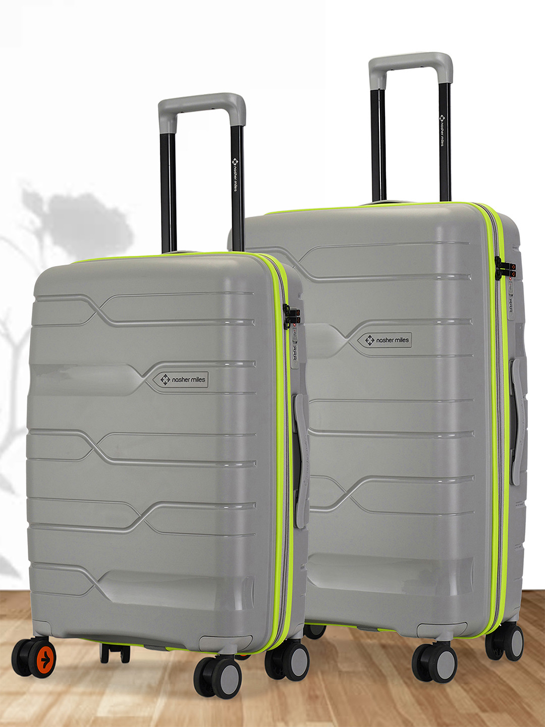 Nasher Miles Cannes Set Of 2 Textured Hard-Sided Medium & Large Trolley Suitcase