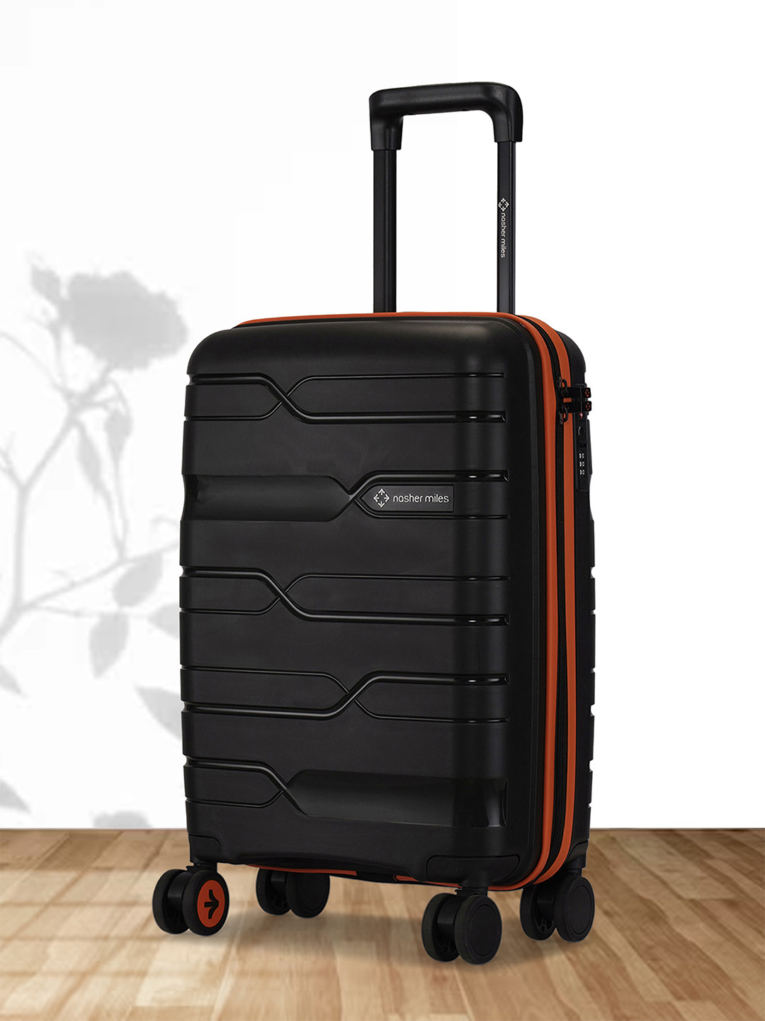 Nasher Miles Unisex Cannes  Polypropylene Black Orange 20 inch Trolley bag (S)