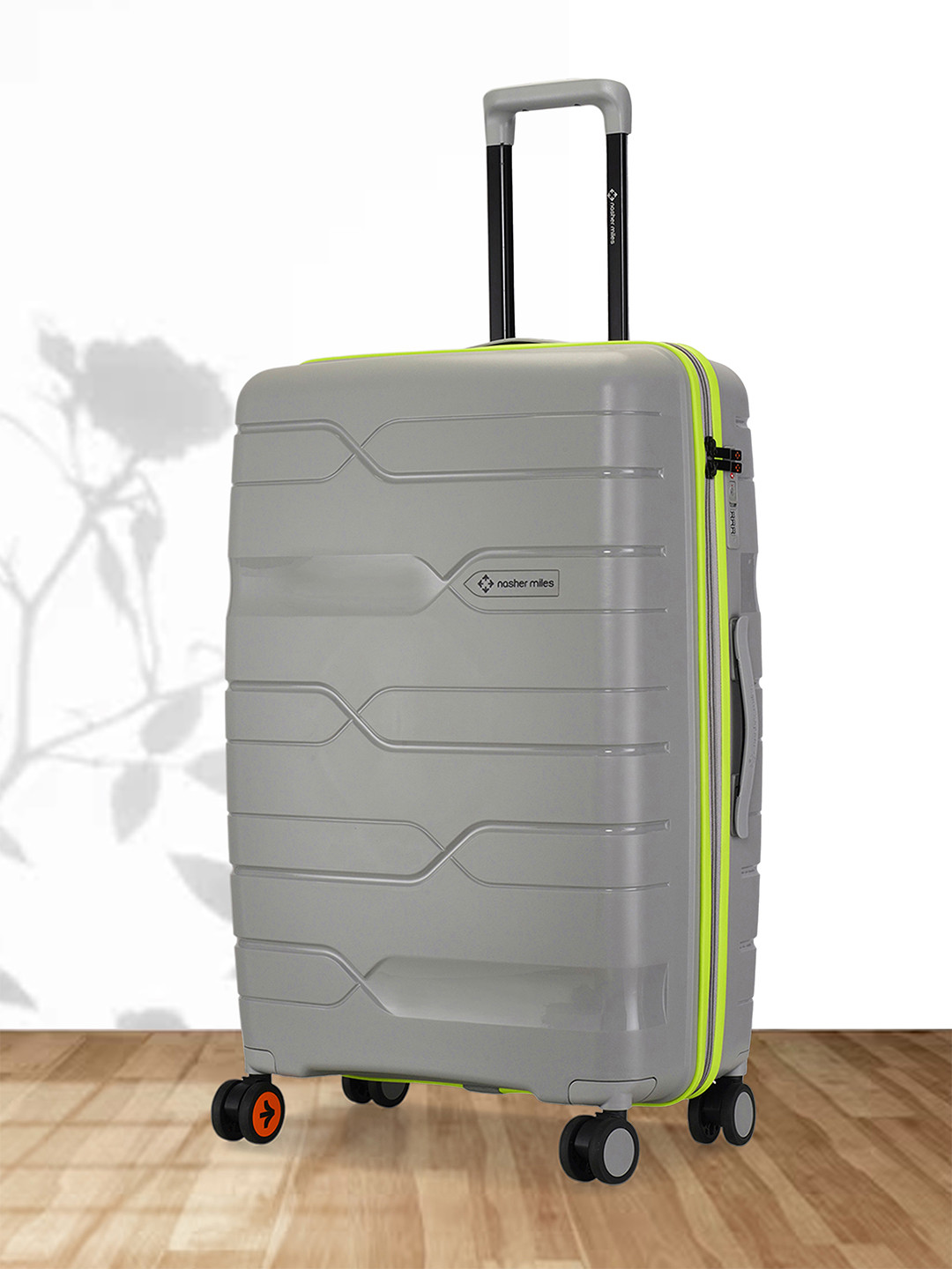 Nasher Miles Unisex Cannes Polypropylene Grey Neon Green 28 inch Trolley bag (L)