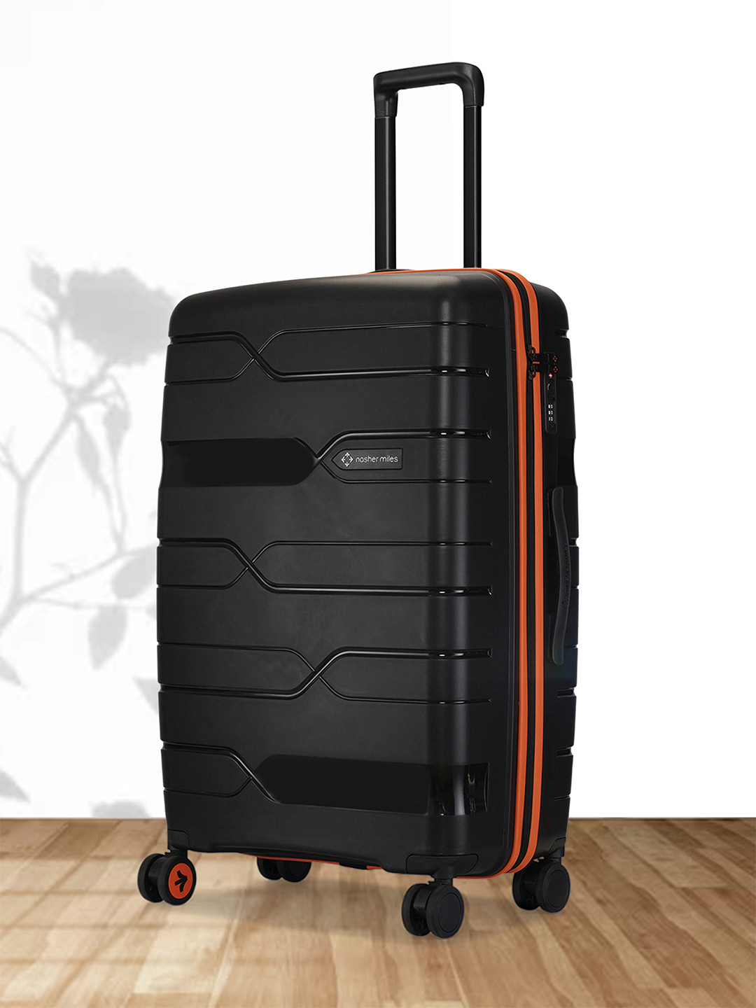 Nasher Miles Unisex Cannes Polypropylene Black Orange 28 inch Trolley bag (L)