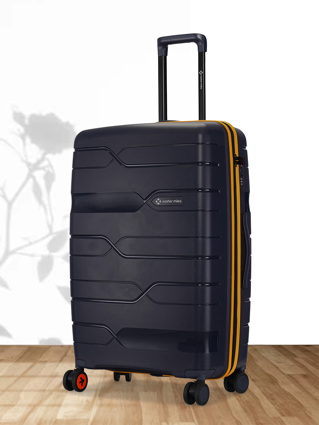 Nasher Miles Cannes Polypropylene Navy Blue Yellow 28 inch Trolley bag (L)