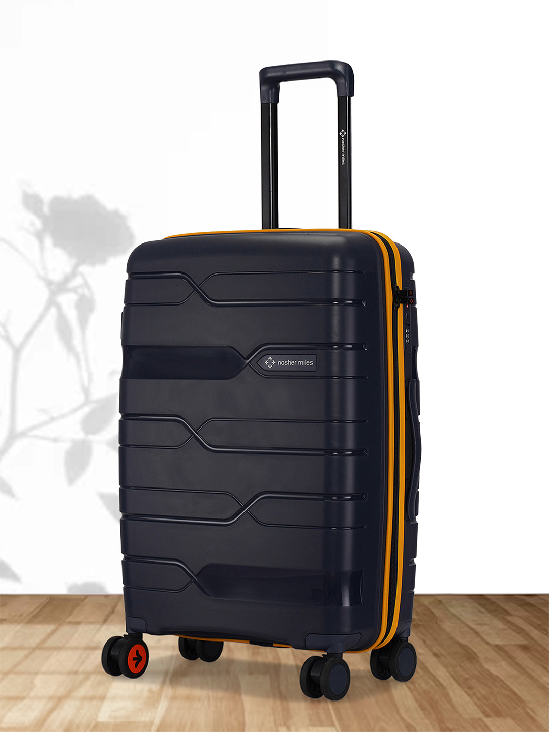 Nasher Miles Cannes Polypropylene Navy Blue Yellow 24 inch Trolley bag (M)