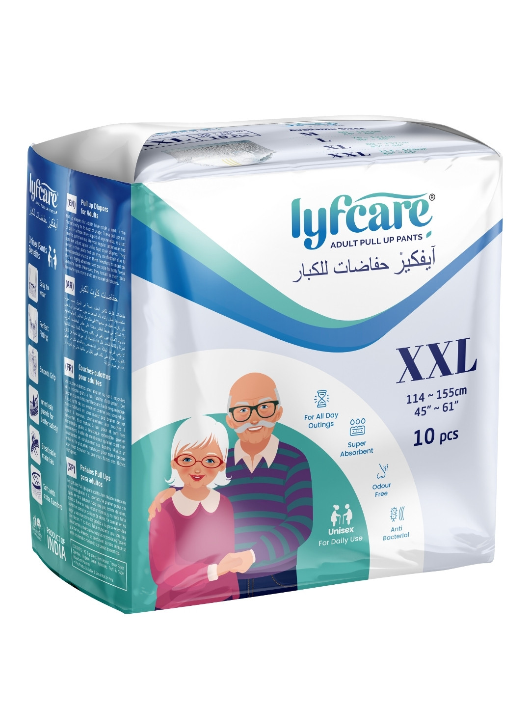 Lyfcare Zero Leakage Adult Long Lasting Diapers - XXL - 10 Pcs