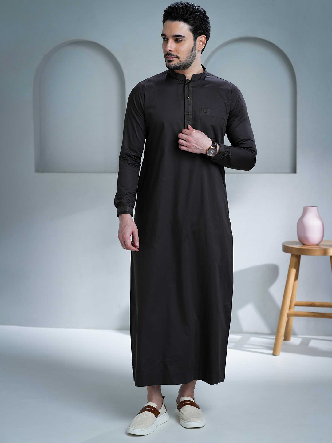 MASHROO Band Collar A-Line Kurta