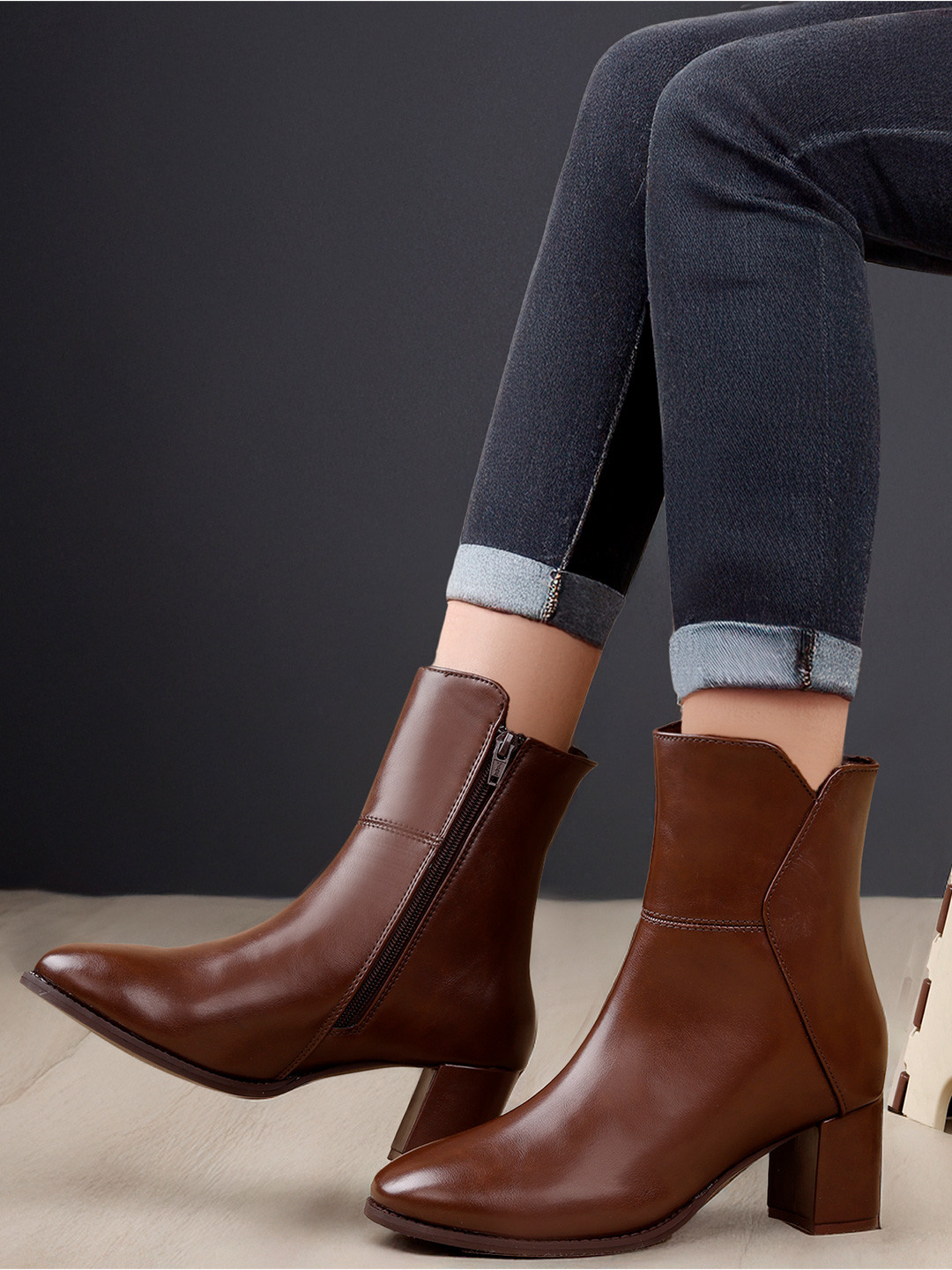 Bxxy Women Ankle Boots and Block Heel