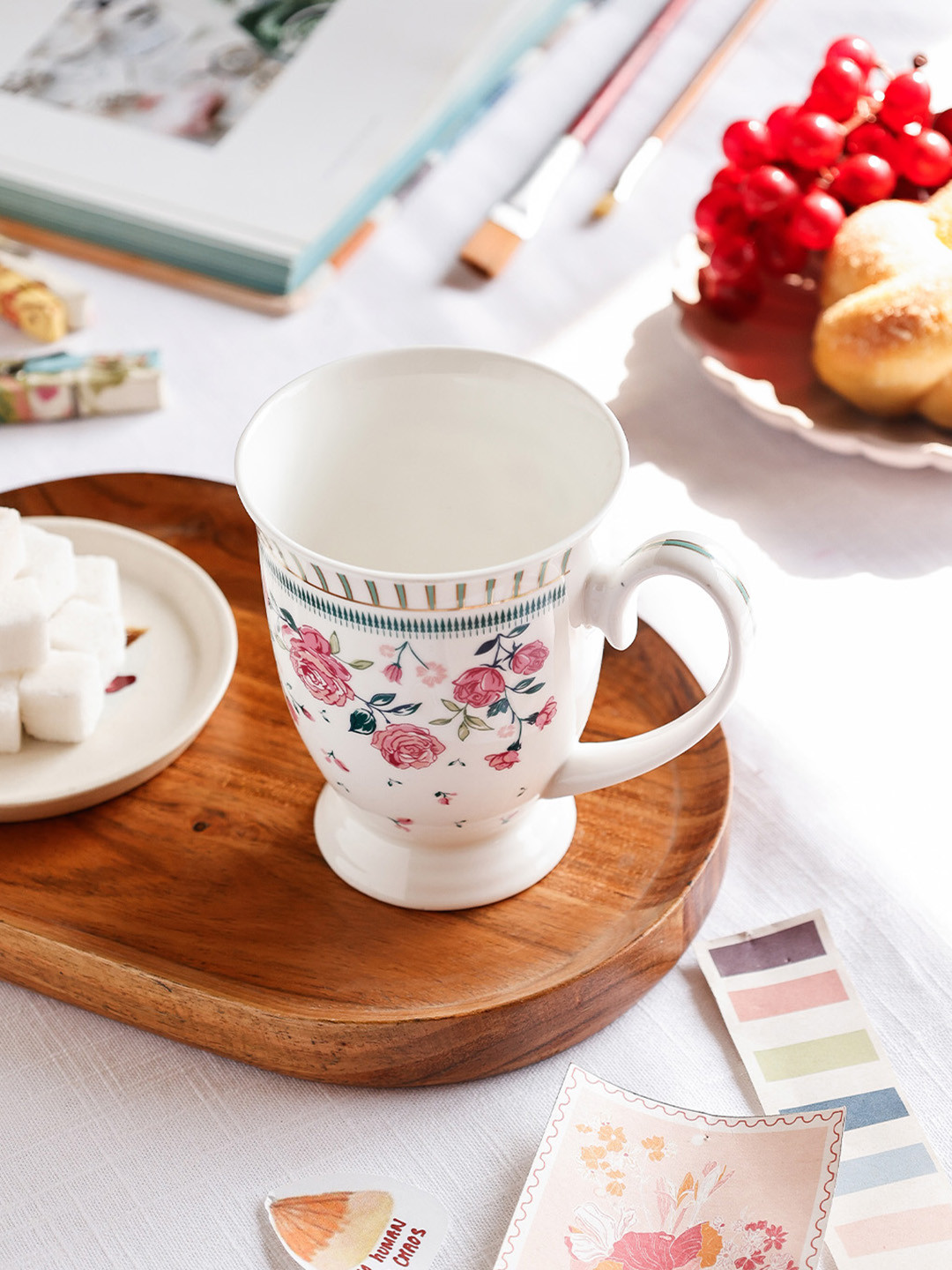 The Wishing Chair Thank U White Floral Ceramic Microwave Safe Mug-250ml