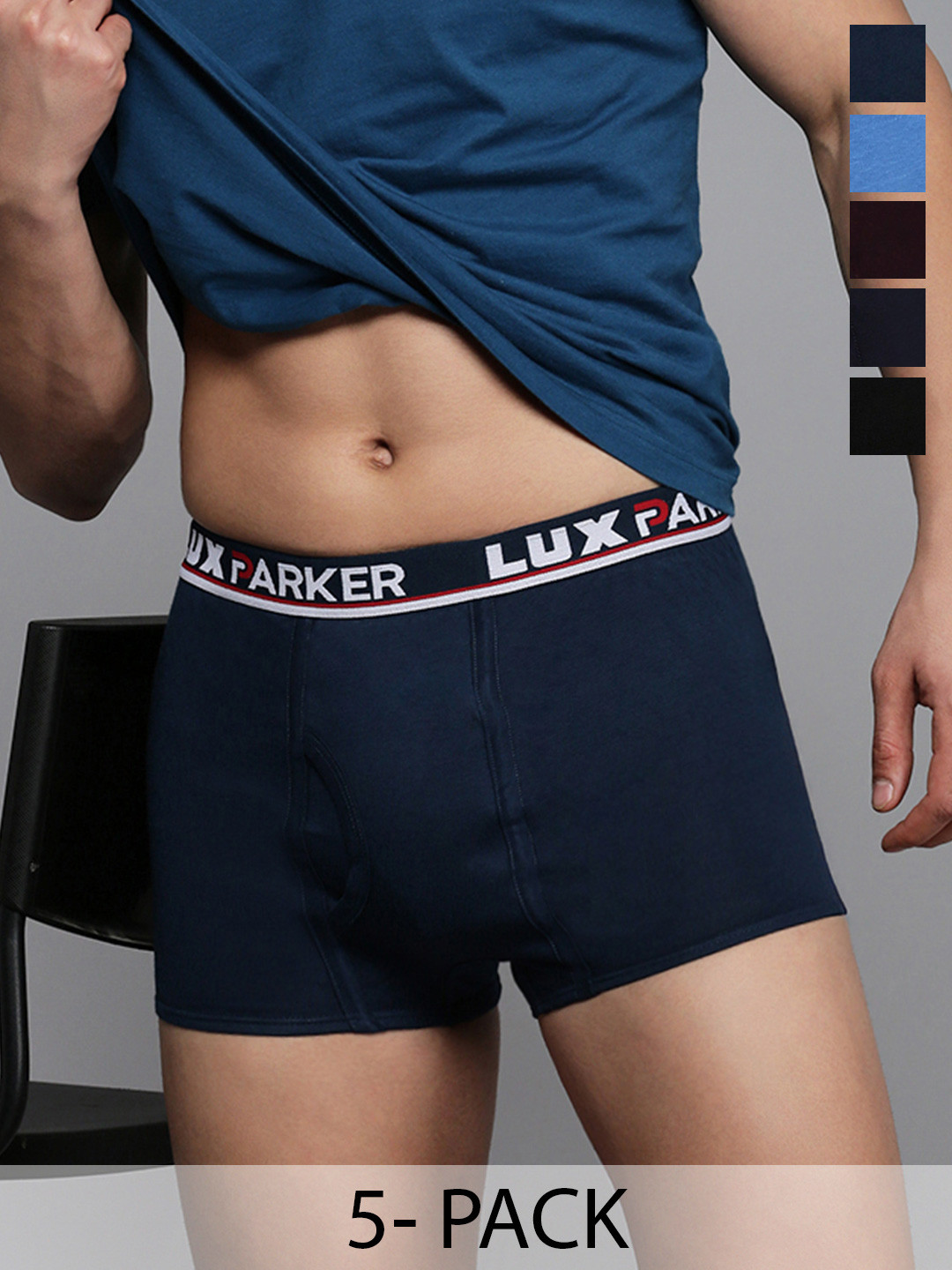 LUX PARKER Pack Of 5 Pure Cotton Long Trunks LUX_PARKER_SEMI-LONG_COL_5PC