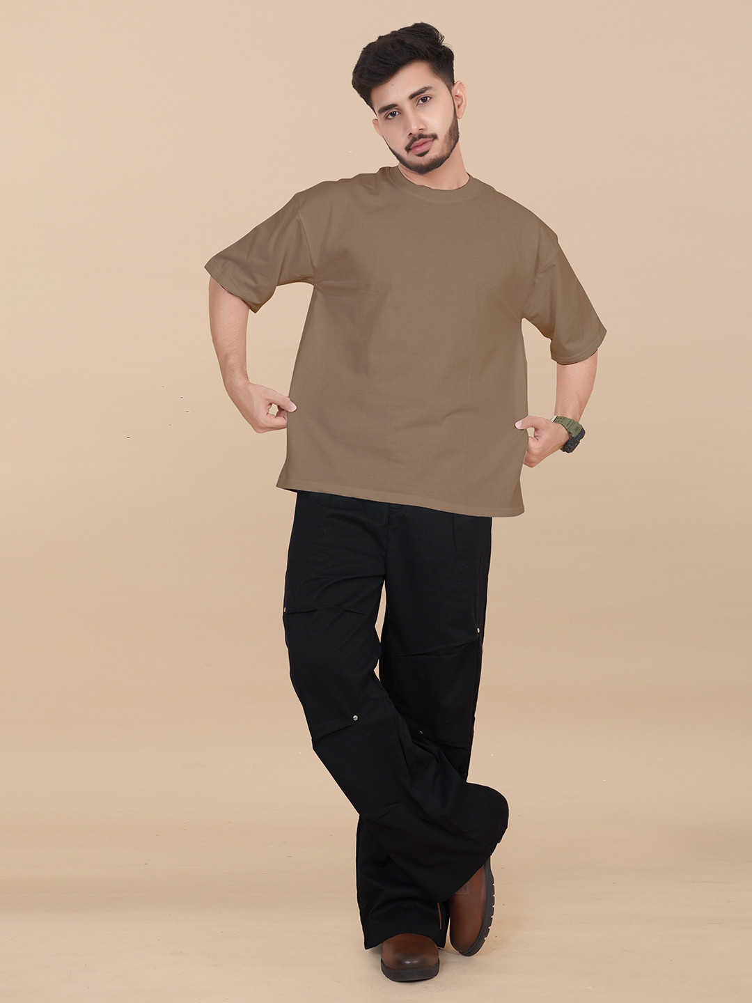 Moda Rapido Men Solid Oversize Round Neck T-shirt