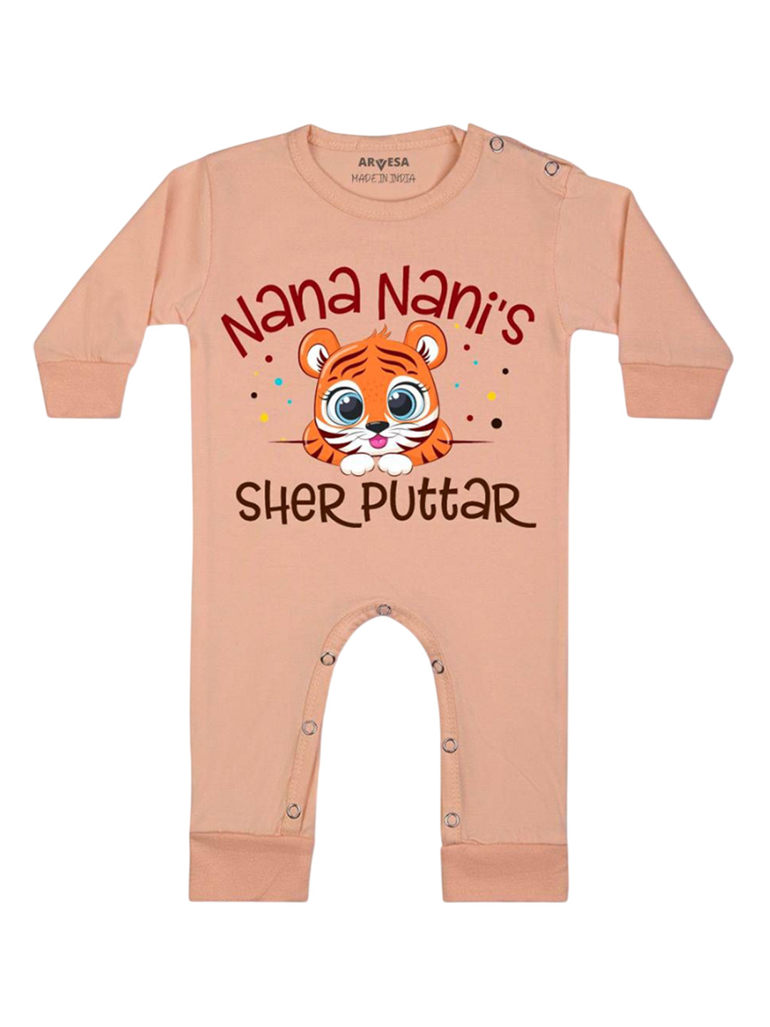 Arvesa Kids Nana Nani Sher Puttar Printed Baby Bodysuit